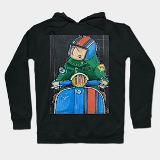 Retro Scooter, Classic Scooter, Scooterist, Scootering, Scooter Rider, Mod Art Hoodie